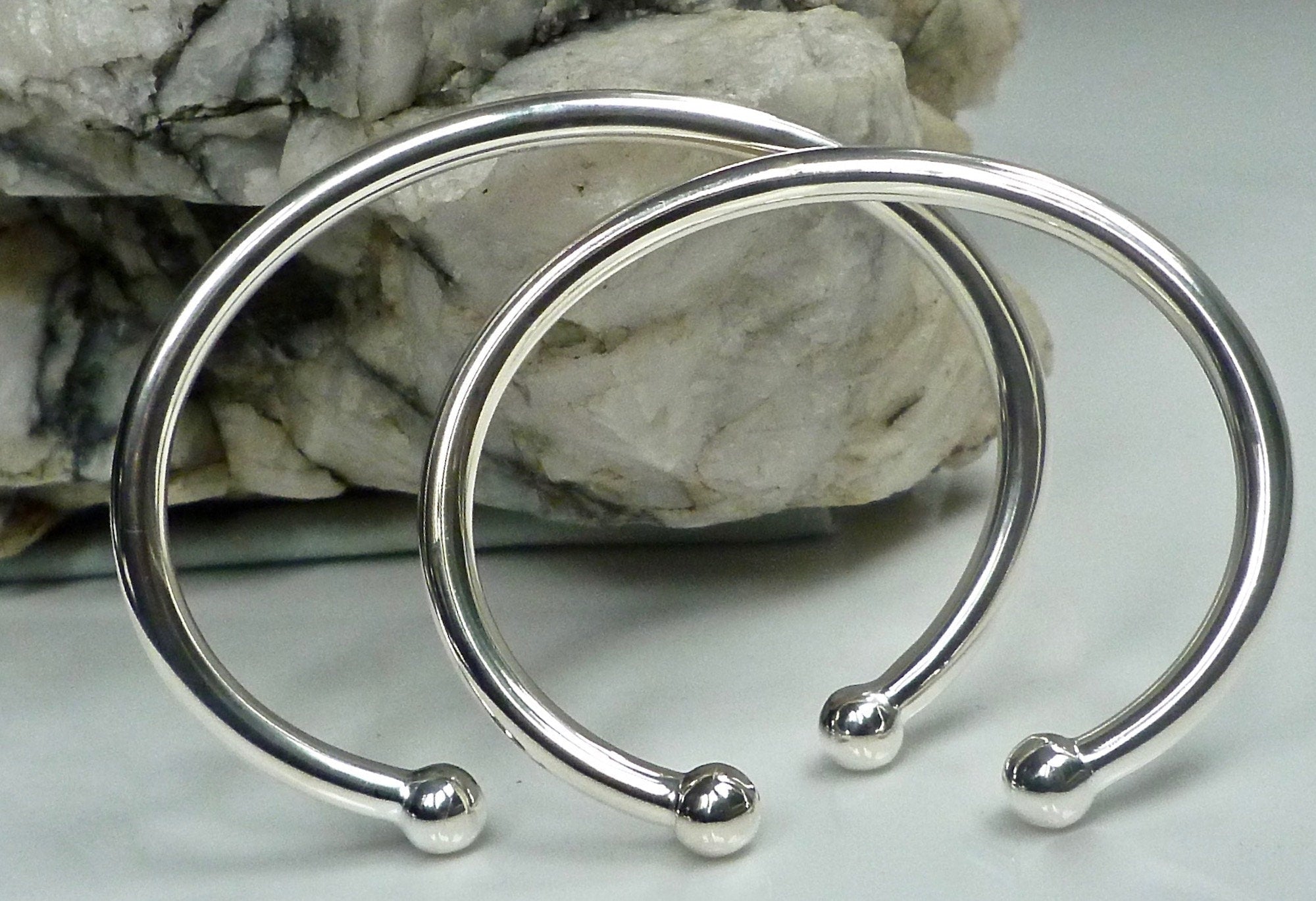 Mens silver ball torque on sale bangle